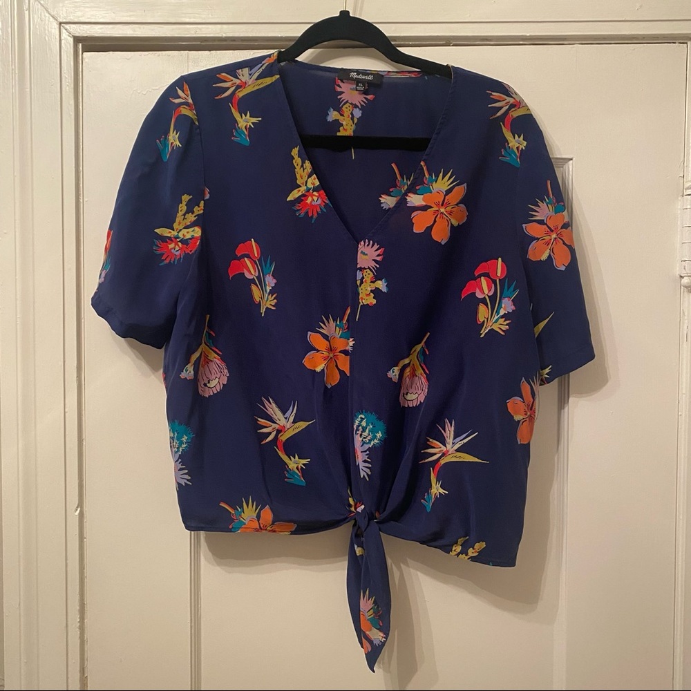 Madewell blouse with tie front size XL